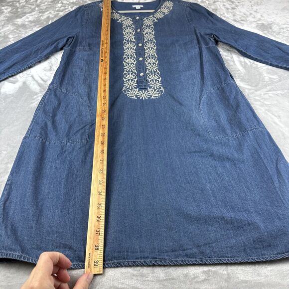 J.Jill‎ Denim Chambray Tunic Dress Women's Large Embroidered with Pockets (0918) - Picture 13 of 13